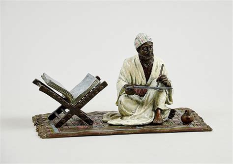 Bronze statue of an Arabic Qur'an scribe. by Bergman, Franz Xaver ...