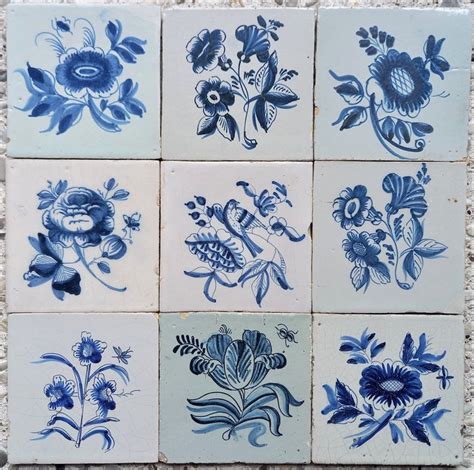 Antique Delft Blue Tiles With Flowers With Bird And Bees Catawiki