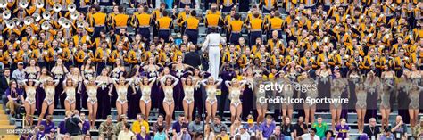 The Lsu Tigers Golden Girls Entertain The Crowd During A Game Between