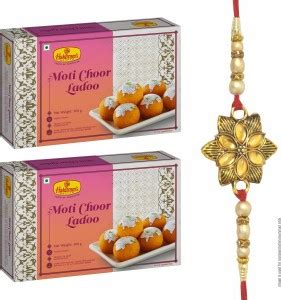 Haldiram S Motichoor Laddu 500 G Pack Of 2 With Rakhi Assorted Gift