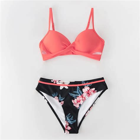 Maillot De Bain Cupshe Push Up Ch Le Fleurs Ensembles De Bikini