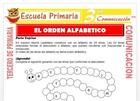 El Orden Alfabetico Para Tercero De Primaria Escuela Primaria