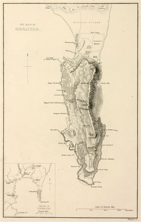 The Rock Of Gibraltar. - Antique Print Map Room