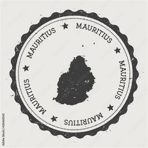 Mauritius Sticker Hipster Round Rubber Stamp With Island Map Vintage