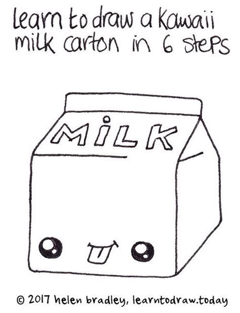 How To Draw A Kawaii Milk Carton In Six Steps Kawaii Drawings Easy Cartoon Drawings Milk Drawing