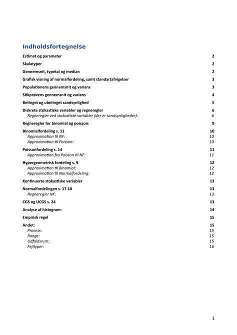 Generel Statistik Noter Indholdsfortegnelse Estimat Og Parameter