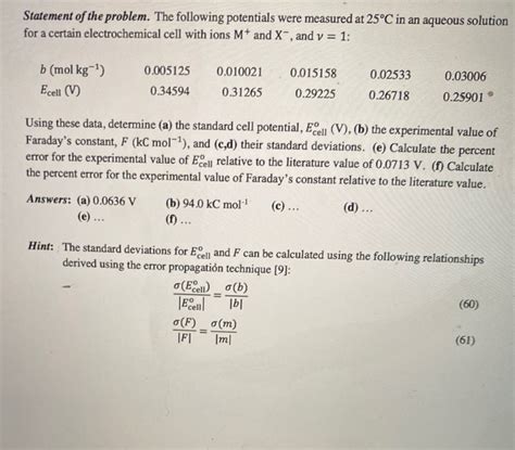 Ecell Exercise 2 The Nernst Equation And The