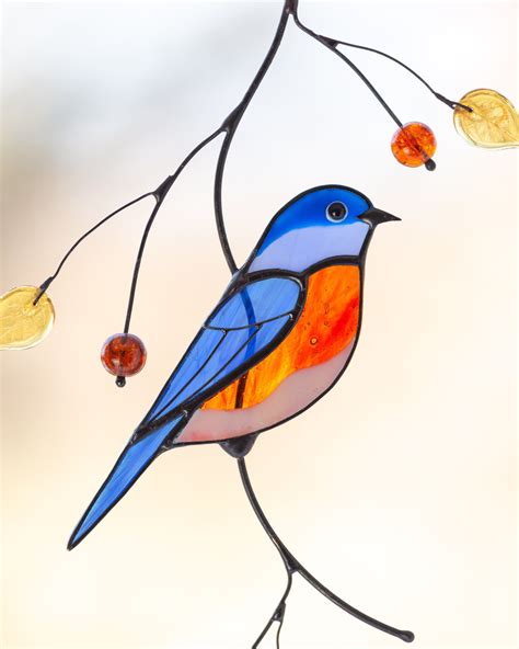 Bluebird Stained Glass Window Hangings Birthday T Custom Stained Glass Bird Suncatcher Little