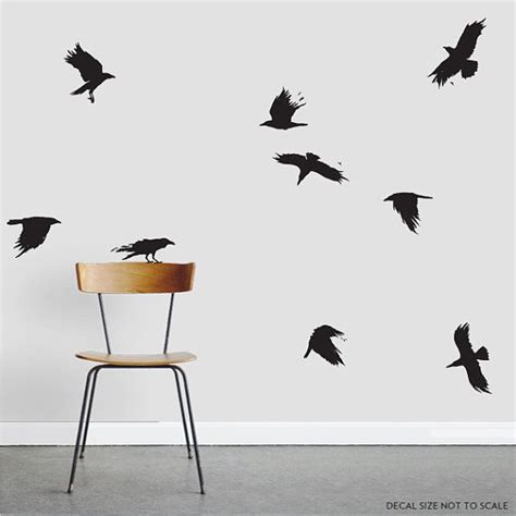 Black Crows Wall Decal Nature Wall Decal Crow Art Flying Bird Art