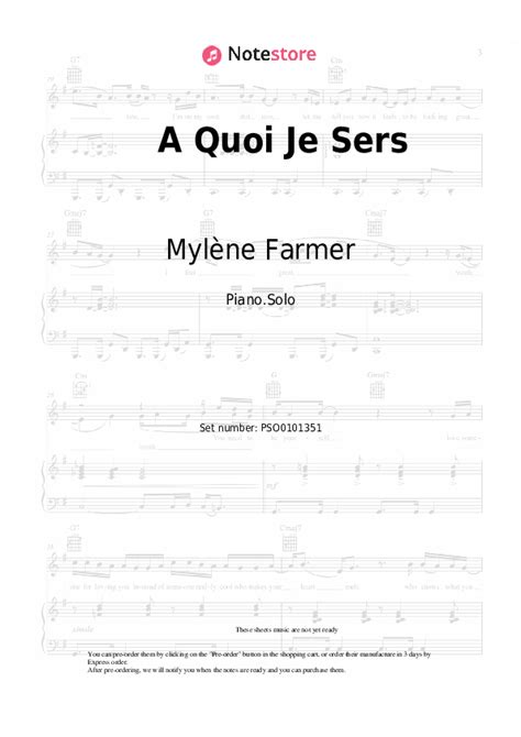 A Quoi Je Sers piano sheet music Mylène Farmer in Note Store