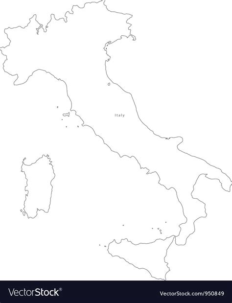 Black White Italy Outline Map Royalty Free Vector Image