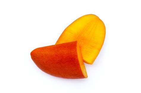 Premium Photo | Mango fruit slices on white background