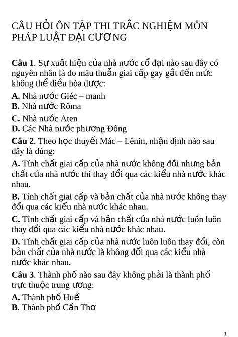 Cau hoi trac nghiem pldc 700 cau 8164 CÂU H I ÔN T P THI TR C NGHI M