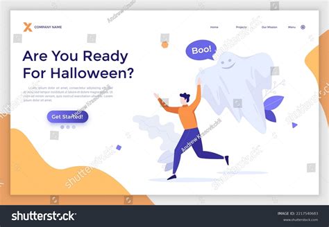 Landing Page Template Frightened Man Running Stock Vector Royalty Free