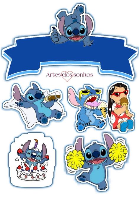 Topo De Bolo Stitch Azul Lilo D Adesivos Bonitos Lilo E Stitch