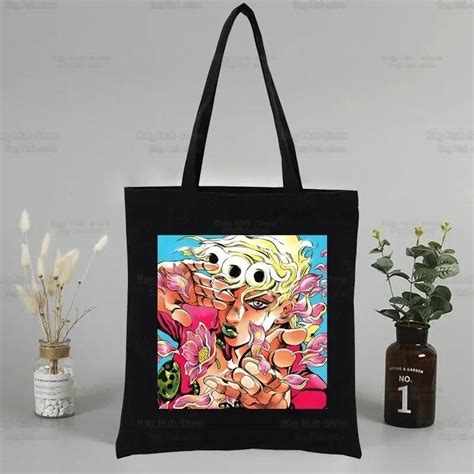 Jolyne Cujoh Black Graphic Canvas Jojo Bizarre Adventure Shoulder Bag Female Harajuku Funny Eco