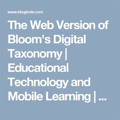The Web Version of Bloom's Digital Taxonomy (Educational Technology and ... 