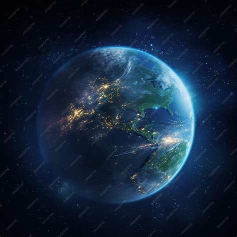 Premium Photo Nightly Planet Earth In Dark Outer Space