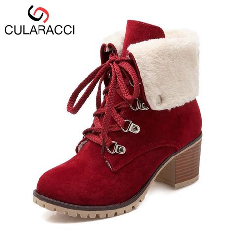 Tamanho Cularacci Senhoras Grosso Fur Ankle Boots Mulheres