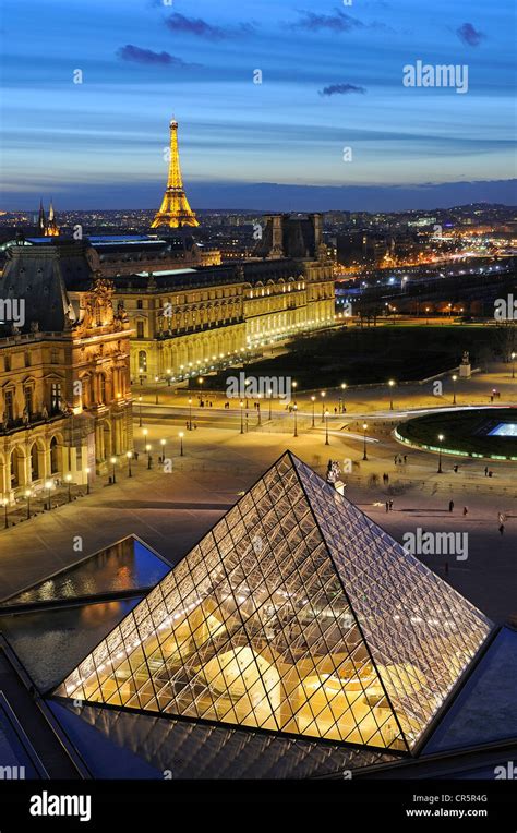 France Paris The Museum And The Pyramid Of The Louvre By Architect