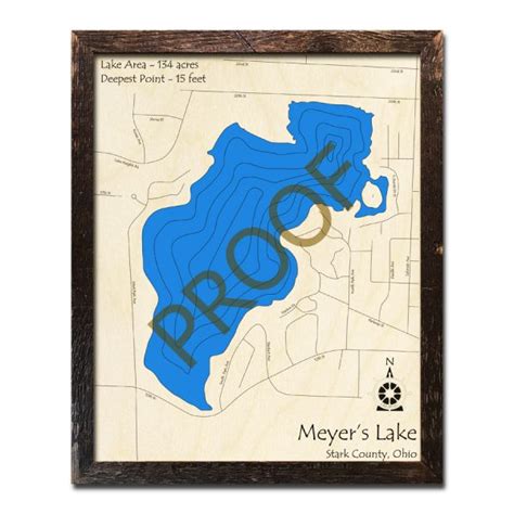 Meyers Lake Oh D Wood Map Laser Etched Nautical Decor