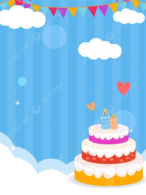 Blue Cartoon Lovely Birthday Party Invitation Background Wallpaper Image For Free Download Pngtree