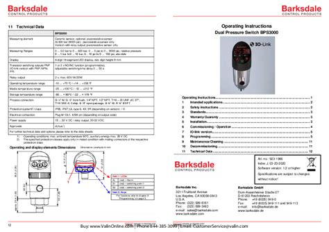 Barksdale Pressure Switch Manual
