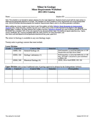 Fillable Online Minor In Geology Fax Email Print Pdffiller