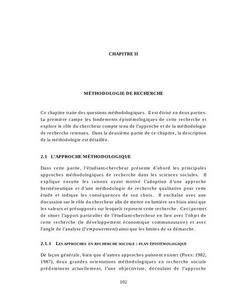 PDF CHAPITRE II MÉTHODOLOGIE DE RECHERCHE PDF file104 De son côté