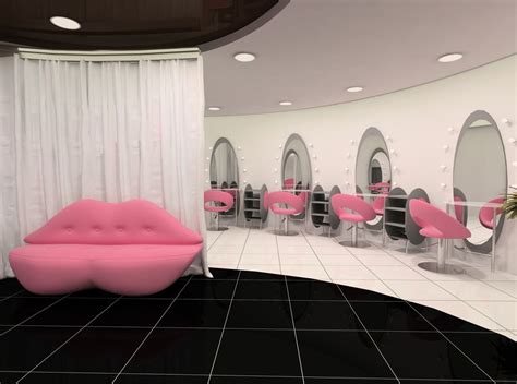 Fun bubblegum pink seating in the shape of lips greets customers when ...