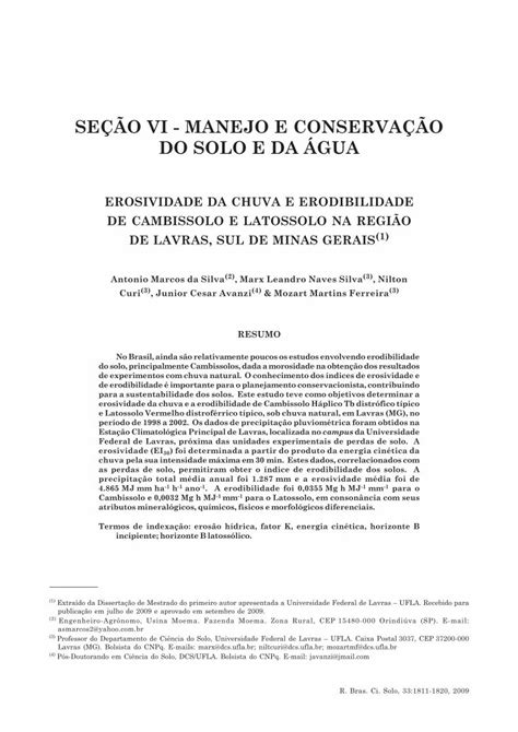 Pdf Se O Vi Manejo E Conserva O Do Solo E Da Gua A