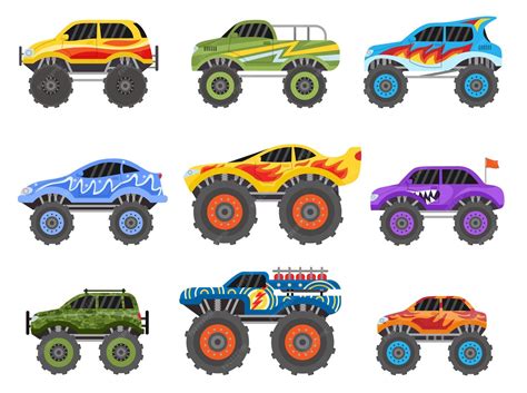 Desenho De Carros Monstros - Caminhões monstro dos desenhos animados carros de corrida offroad ...