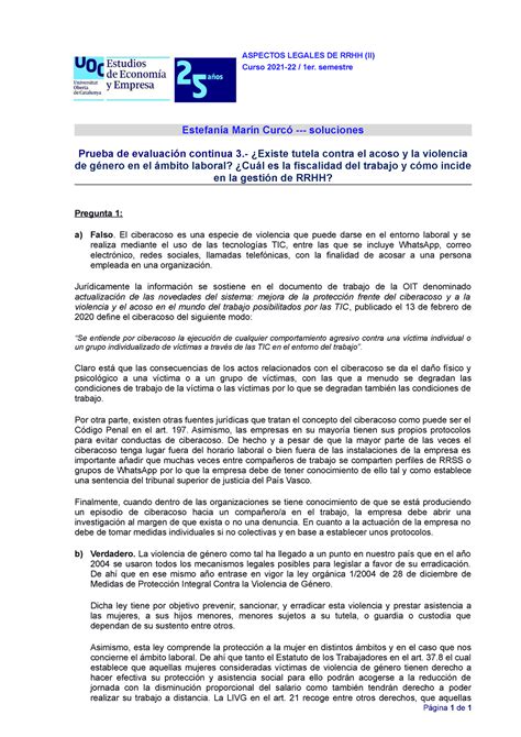 Solucionario PEC3 Asuntos Legales RRHH II ASPECTOS LEGALES DE RRHH