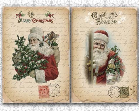 Vintage Christmas Santa Downloads, Old World Santa Printable, Christmas ...