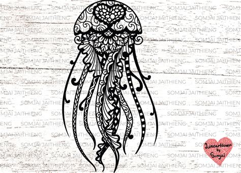 Hand Drawn Jellyfish Svg Jellyfish Zentangle Svg Zentangle Svg