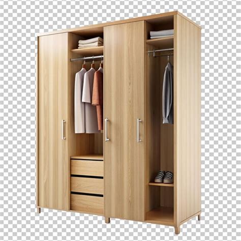 Wooden Wardrobe Isolated On Transparent Background Premium Ai