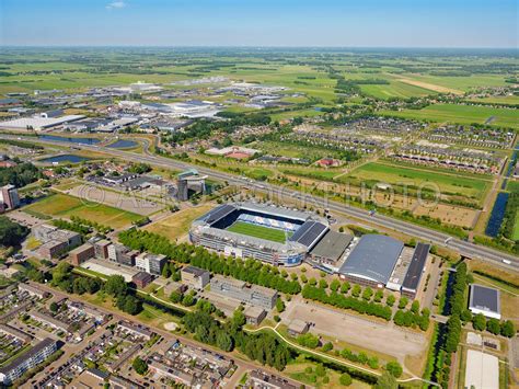 aerial view Heerenveen, the Abe Lenstra Stadium is the football stadium ...