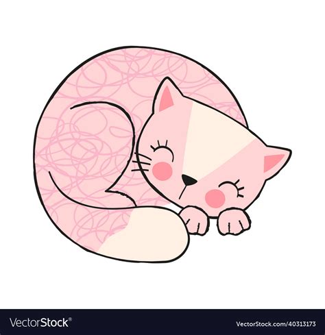 Cute Cat Sleep Royalty Free Vector Image Vectorstock