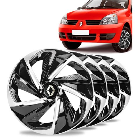 Jogo 4 Calota Nitro Aro 14 Preta Prata Renault Sandero Clio Shopee Brasil