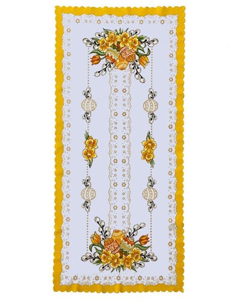 Polish Traditional Easter Eggs With Pussy Willows Table Runner 39x20 Etsy