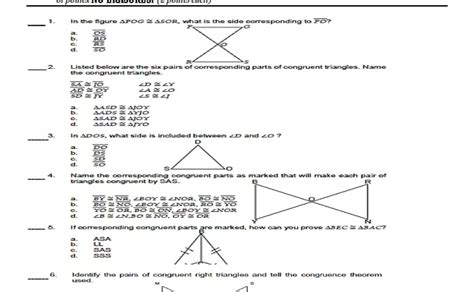 For Each Pair Of Triangles State The Postulate And Theorem That Can Be