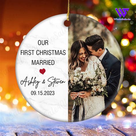 First Married Christmas Ornament 2023 Wedding Photo Ornament Etsy