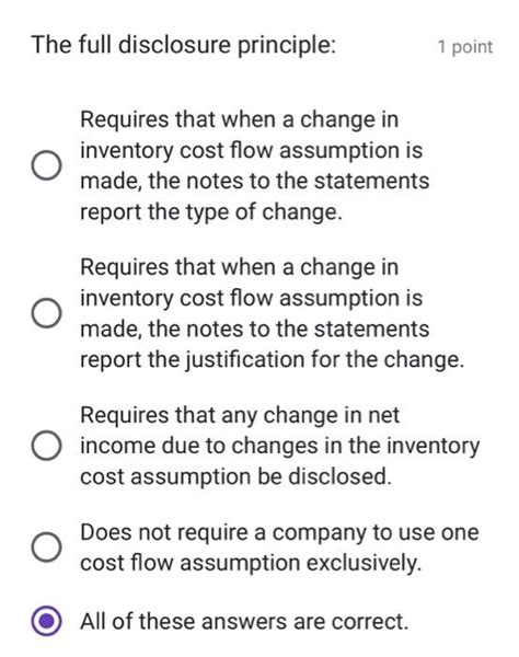 Solved The Full Disclosure Principle Point Requires That Chegg