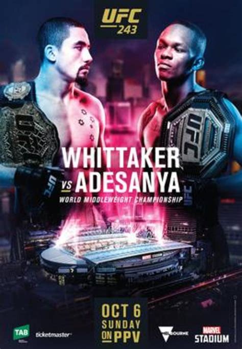 Ufc 243 Whittaker Vs Adesanya Fight Card Ufc And