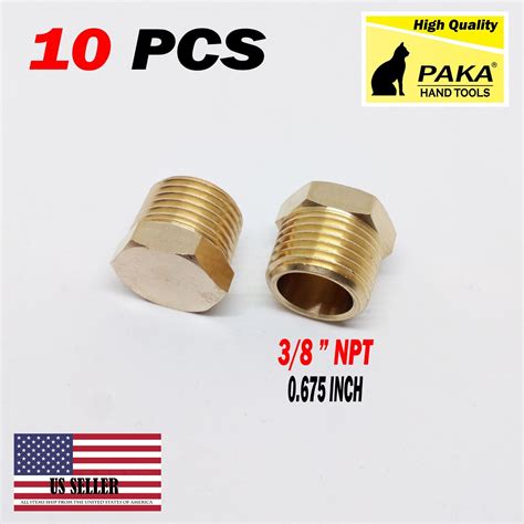 10x 38” Inch Male Npt Cored Hex Head Plug Brass Pipe Fitting Npt Fuel