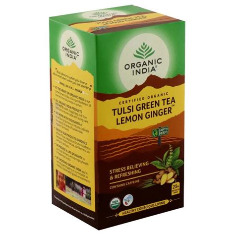 Organic India Lemon And Ginger Tulsi Green Tea Bags 25 Pcs Jiomart