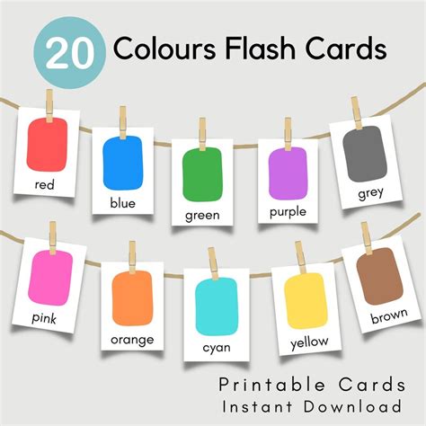 Colour Cards Preschool Flash Cards Learning Colours Printable Cards ...