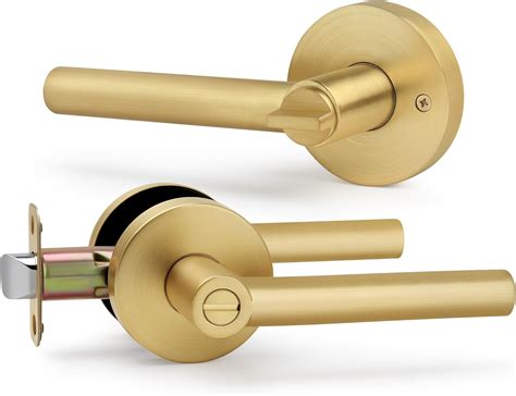 Loqron Brushed Gold No Keys Privacy Door Handle Round Design Keyless