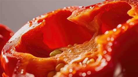 Red Bell Pepper Close Up Fresh Vegetables Macro Sliced Pepper Texture