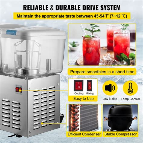 VEVOR 110V Commercial Beverage Dispenser 14 25 Gallon 54L 3 Tanks Juice